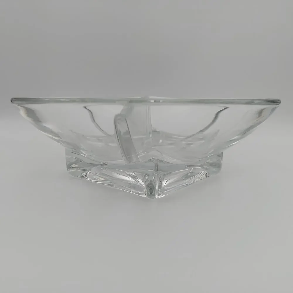 Vintage Cambridge Glass Square 3 Part Divided Bowl Clear Crystal MCM Candy Dish